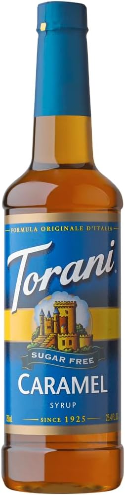 Torani Caramel Sugar Free Coffee Syrup (750ml) – Zero Calorie Caramel Syrup for Coffee, Hot Chocolate & Protein Shakes – No Sugar – Ideal for Drinks and Desserts