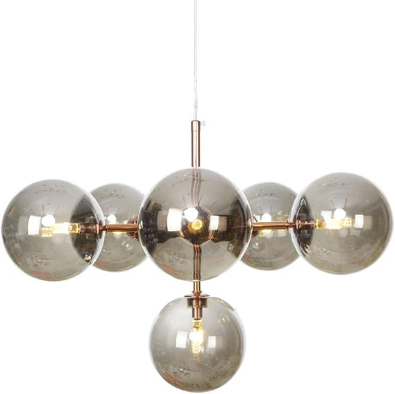 LED Chandeliers, Industrial Sputnik Chandeliers 6 Lights Modern V-intage Smoke Grey Glass Globe Ceiling Pendant Light Fixture G4 LED Kitchen Island Hanging Lighting Lamps Modern Chandeliers