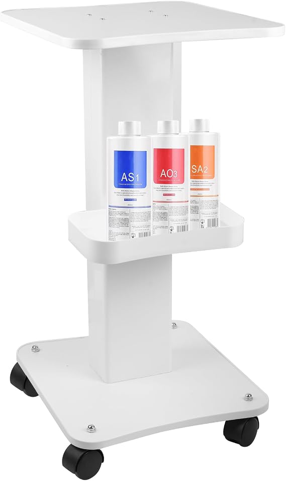 Esthetician Trolley Cart with Wheels, Salon Spa Beauty Machine Rolling Trolley Stand, 3 Tier Beauty Rolling Cart, Load 220Lbs, Aluminum Esthetician Machine Mobile Cart for Beauty Instrument Storage