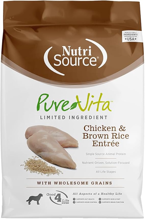 NutriSource Pura Vita Limited Ingredient Dry Dog Food (4 Pound (Pack of 1), Chicken & Brown Rice)