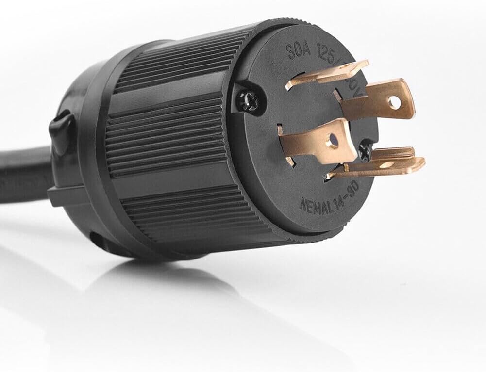 30A for nema L14-30P Locking Male for Generator, 4 Pin RV Power Connector with Solid Brass Contacts and Nylon Base for SJOOW 10AWG Cable