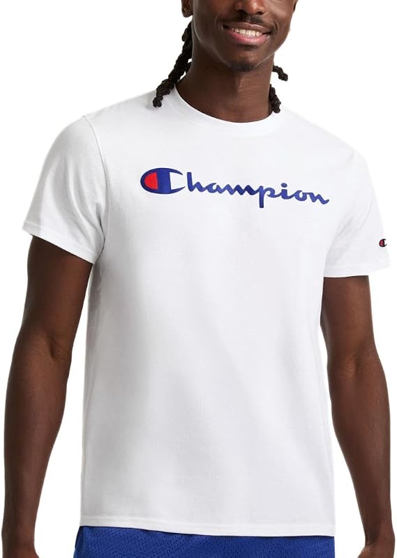 Champion Mens Classic Graphic T-Shirt Soft Comfortable Script Logo Regular or Plus Size