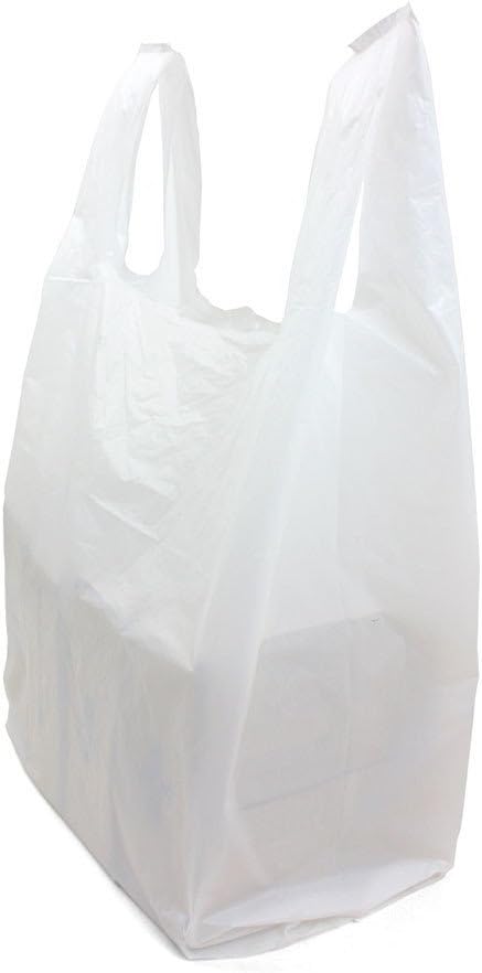 JSBW, 17x8x29-Inch White Plastic Jambo T-Shirt Shopping Bags, Polyethylene Grocery Bags, 250-Piece Case