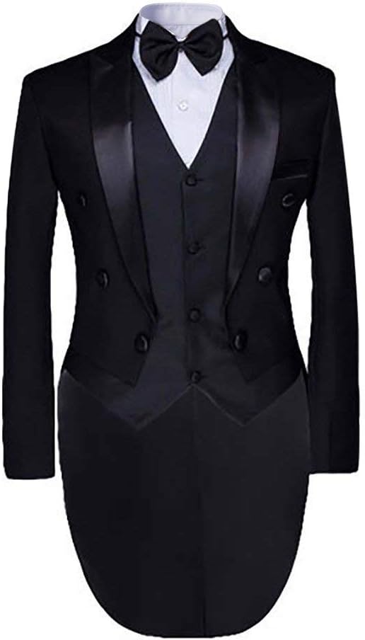 Cloudstyle Men's Tailcoat Formal Slim Fit 3-Piece Suit Swallow-Tailed Coat