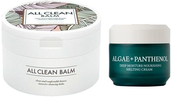 Korean Skincare Set - Face Cleanser All Clean Balm 4 fl.oz (120ml) / Deep Moisture Nourishing Melting Cream 1.86 fl.oz (55ml) - 2-Step Routine for Clean & Hydrated Skin