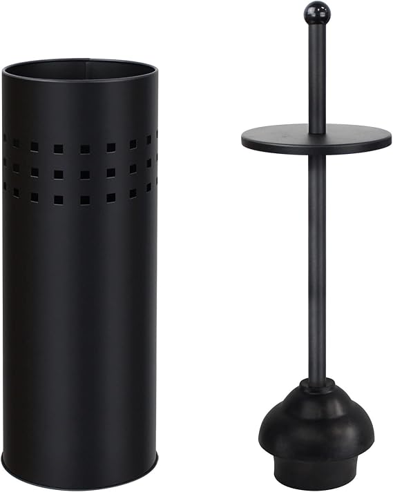 Blue Donuts Toilet Plunger with Holder for Bathroom, Multi Drain Suitable Also for Bathtubs, Quick Dry, Black