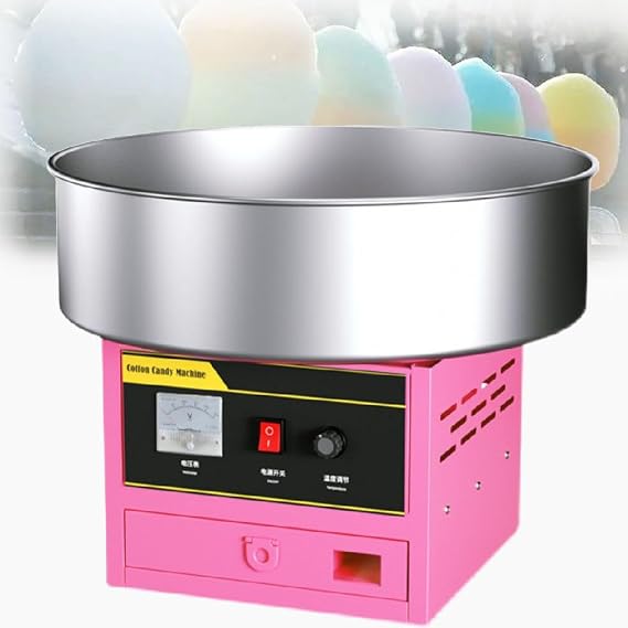 Electric Cotton Candy Machine, Commercial Cotton Candy Machine, Professional Candy Floss Maker for Birthday Party, for Birthday Parties Makes Quick Candyfloss,Silver (Pink)