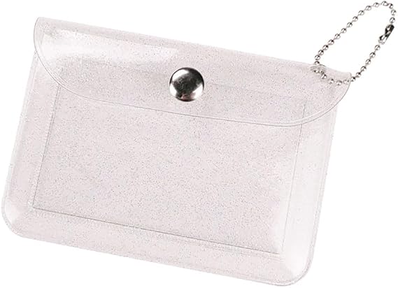 3 Pcs Womens Transparent Card Holder Wallet Small Coin Purse Keychain Mini Change Pouch Credit Card Case Glitter Clear