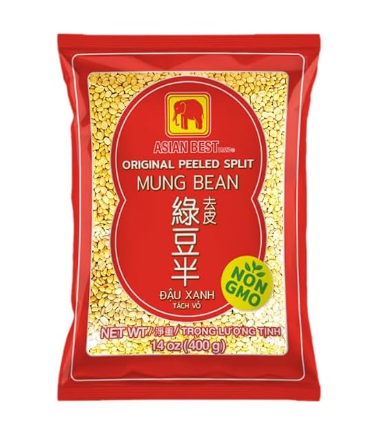 Asian Best Original Peeled Split Mung Bean, Non-GMO, 14 oz