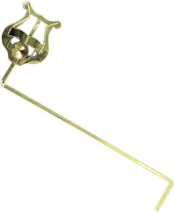 3/4 Vertical Keys Euphonium Marching Lyre Metal Plating Clamp-On Baritone Horn Euphonium Music Sheet Holder Clip for Marching Band Beginner Practicing Gold