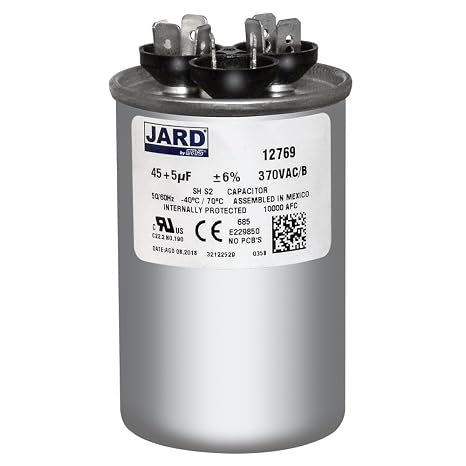 Motor Dual Run Capacitor Round 45 + 5 uf MFD 370 Volt VAC 12769