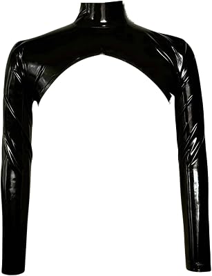 Black Latex Top Jacket Cropped Shrug Arm Warmers