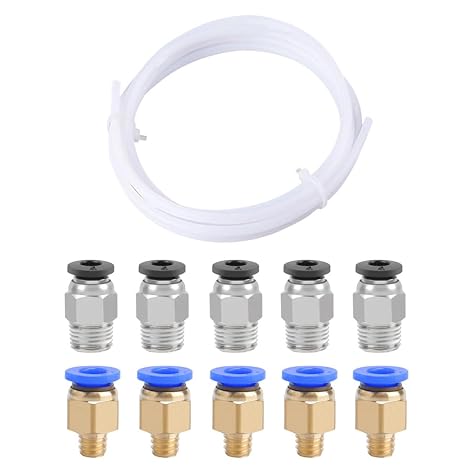 3 Meters 3D Printer PTFE Teflon Tube, with 5 Pieces PC4-M6 Pneumatic Connector, 5 Pieces PC4-M10 Pneumatic Connector