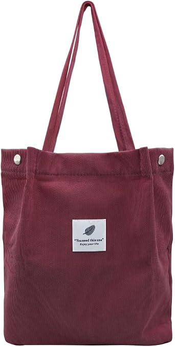 Corduroy Tote Bag Shoulder Bag Large Tote Bags for Women Big Capacity Shopping Bag with Inner Pocket for School Work Travel Casual