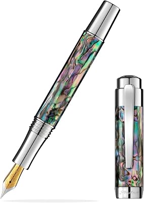Laban Abalone Fountain Pen - Silver - Medium Nib