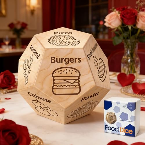 Food Dice Date Night Dice Anniversary Birthday Wedding Christmas Couples Gifts for Him Her Husband Wife Boyfriend Girlfriend Food Decision Games Easter Basket Stuffers for Teens Adults Men Women