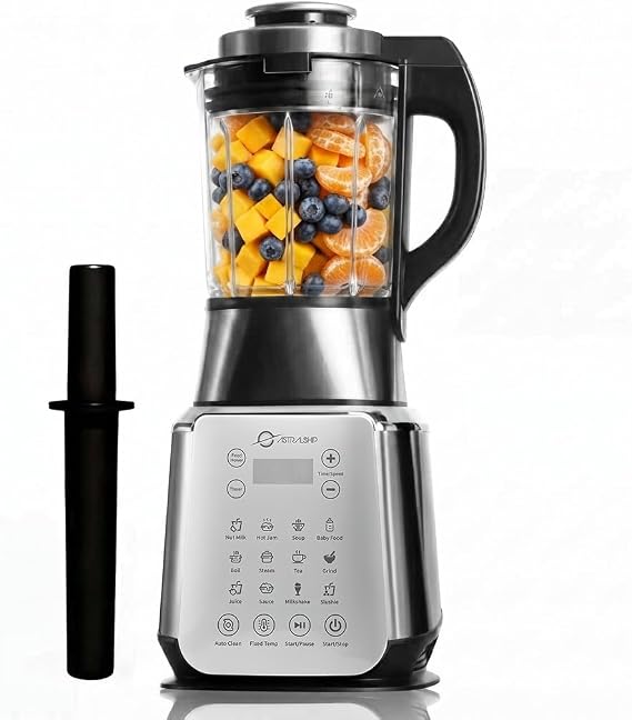 Glass Blenders for Kitchen Stainless Steel Professional Blender for Smoothies 1500W Motor, Nut Milk Maker Machine 9 Adjustable Speeds, 14 Preset Programs, BPA-Free Glass Jar blender, Soy Milk, Soups