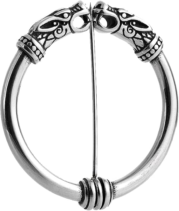 Medieval Wolf Pin Brooch, Viking Cloak Fibula, Costume Accessory for Reenactments