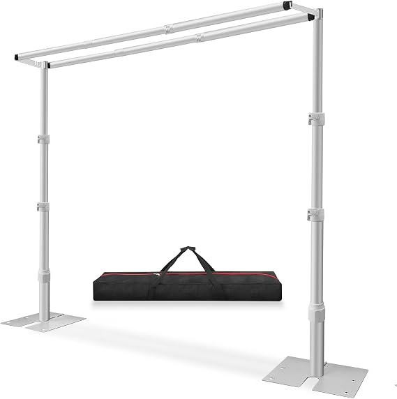 Jiang&Rong 10ft x 10ft Pipe and Drape Double Crossbar Backdrop Stand Kit | Adjustable Heavy Duty Pipe and Drape Backdrop Stand Kit for Wedding, Birthday Party, Banquet Decorations