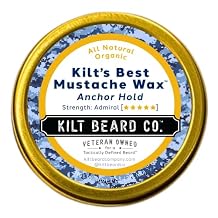 Kilt Beard Co.- Anchor Hold Mustache Wax- Extreme Hold for Competition & Precision Styling- Non-Sticky, High Heat Tolerance- Unscented, All-Natural & Organic- Beeswax & Carnauba Wax