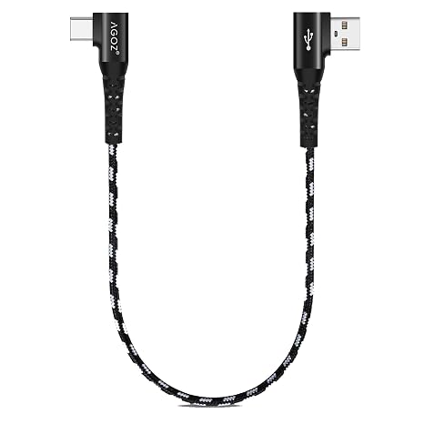 AGOZ 1ft Short USB C Cable, Fast Charger 90 Degree Right Angle Cord Compatible with Samsung Galaxy S26 S25 S24 S23 S22, A15 A16 A17 A36 A54,Moto G Stylus, Google Pixel 10, iPhone 17 Pro Max, iPhone 16