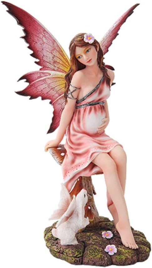 Pacific Giftware 8 Inch Expecting a Baby Fairy Sitting on Mushroom Statue Figurine