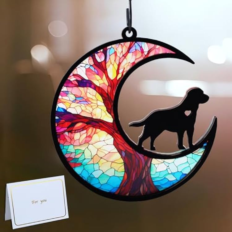 Labrador Memorial Suncatcher with Sympathy Cards,Dog Passing Away Gifts Personalized, Pet Memorial Gifts for Dogs,Labrador Retriever Gift for Window Hanging 6-Labrador