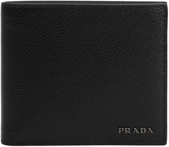 Prada Vitello Grain Leather Bifold Wallet, Nero-mercurio 2MO513