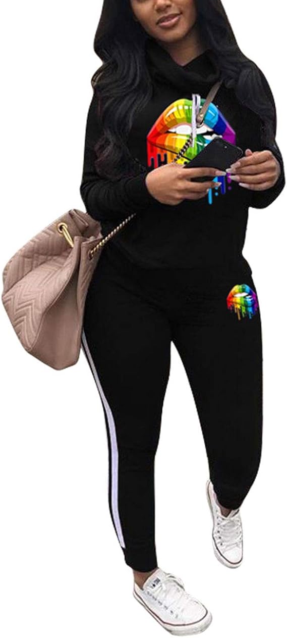 Angsuttc Womens Casual 2 Piece Tracksuit Outfits Long Sleeve Pullover Sweatshirt Jogger Pants Sweatsuits Set