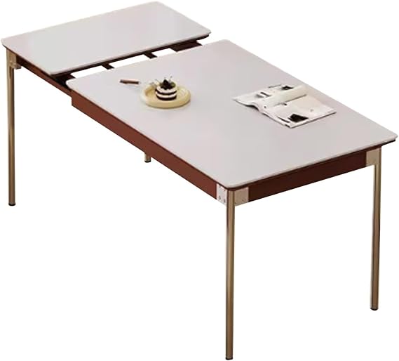 Expandable Dining Table Drop Leaf Tables Foldable Kitchen Table for Small Spaces Dining Room Living Room(White,Retractable 100~140cm)