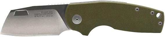 SOG Stout FLK Cleaver Daily Carry Folding Knives | G10 & Steel Handle | CRYO D2 Steel Blade | Short-Blade Frame Lock Folder