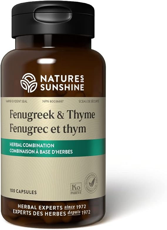 Nature's Sunshine Fenugreek & Thyme, 100 Capsules, Kosher | Supports the Respiratory System and Helps Soothe Mucous Membranes