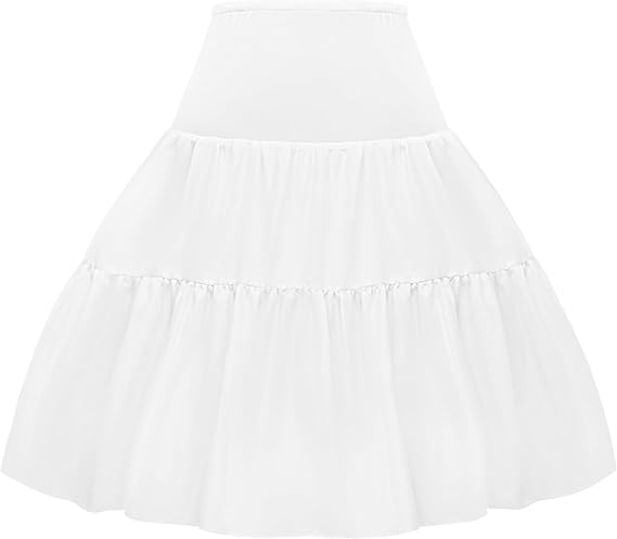 Vlazom Women's Hoop Petticoat Skirt Short Half Slip Crinoline Underskirt Puffy Tulle Slips for Wedding Ball Gown S-3XL