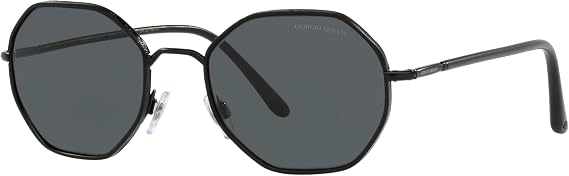 GIORGIO ARMANI Man Sunglasses Matte Black Frame, Dark Grey Lenses, 52MM