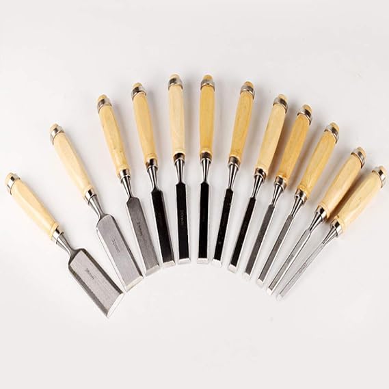 12 Pieces Woodworking Chisel Set Woodworking Carving Hand Tools Professional Woodworking/Carpenter Gouge with Wood Handle