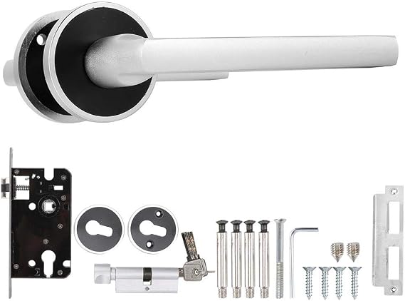 European Style Door Lock, Aluminum Durable Door Handle Front Back Lever Room Lock Cylinder with Key