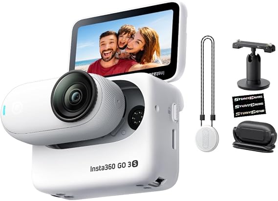 Insta360 GO 3S White (128GB) 4K Video Small & Lightweight Action Camera, Portable and Versatile, Hands-Free POV, Mount Anywhere, Stabilization, Multifunctional Action Pod, Waterproof