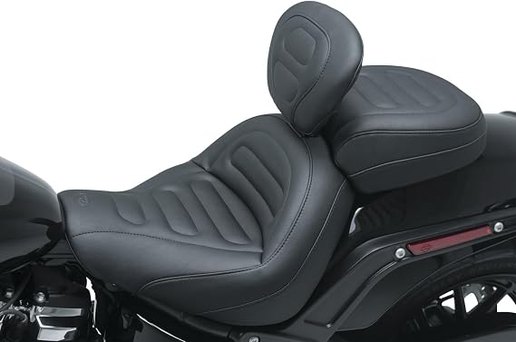 Mustang, 2018-'21 Fat Bob Suitable for Harley, Standard Touring Solo Seat w/Dr Backrest - Black
