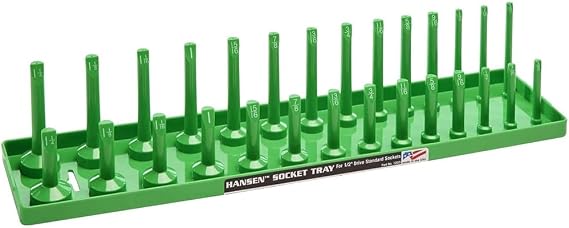 Hansen Socket Organizer (1203) 1/2" Drive Standard Regular & Deep Socket Holder - Green