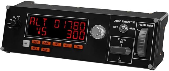 Logitech G Saitek Pro Flight Multi Panel autopilot controller for flight simulators LCD display automatic thrust control real-time display dedicated controls USB port PC Black Autopilot Controller for Flight Simulators LCD Thrust Control Real Time Indicators Controls USB PC - Black