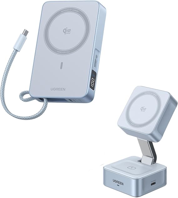 UGREEN MagFlow Qi2 25W 10,000mAh Power Bank Bundle with Qi2 25W Magflow Wireless Charger