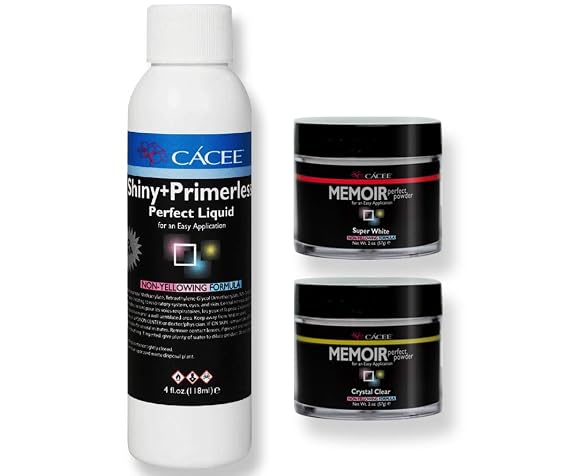 No Primer Acrylic Nail Kit, Shiny And Primerless, Includes Acrylic Liquid And Powder, Professional Monomer and Polymer, No MMA, Low Odor (Clear & White)