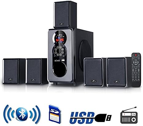 beFree Sound 5.1 Channel Surround Sound Bluetooth Speaker System in Black