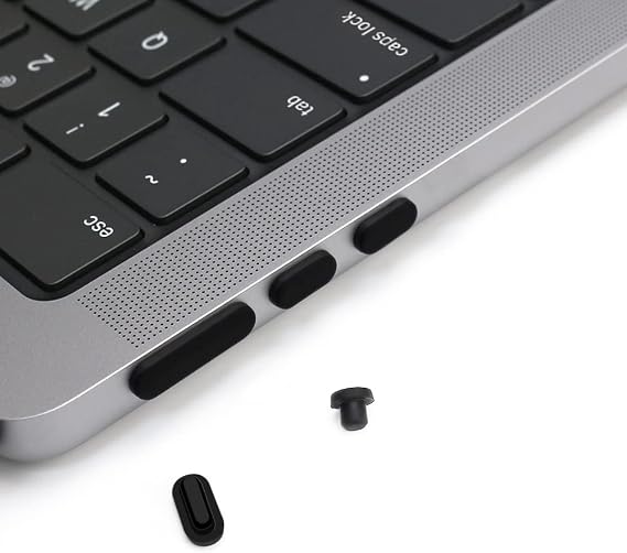 ProElife 7-Pcs Anti Dust Dirt Plug for MacBook Air 15 M5 Accessories, Black
