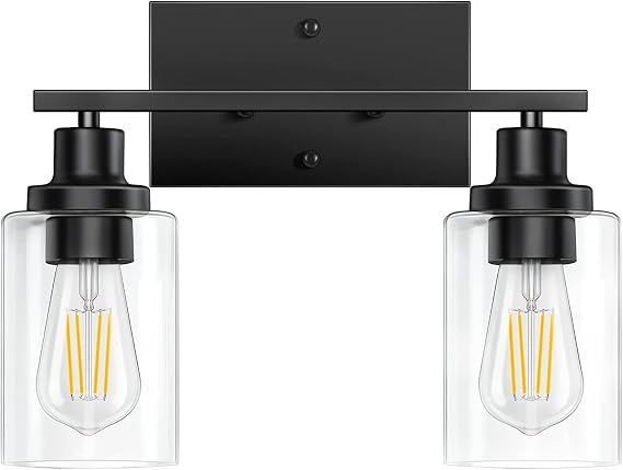 Bathroom Light Fixtures, Black 2-Light Vanity Lights, Bathroom Vanity Light