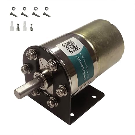 Bringsmart DC 12V 5rpm Gear Motor with Bracket Centric Shaft 37mm Gearbox