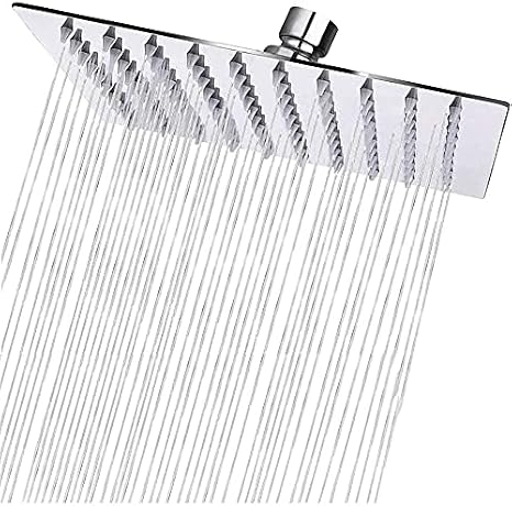 Rain Shower Head 8 inch, 304 Stainless Steel Large High Pressure Square Rainfall Showerhead for Bathroom, Easy to Install, Awesome Shower Experience