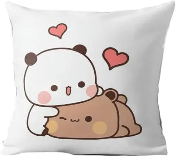 PARREN Throw Pillowcase 2Pcs Panda Bear Hug Bubu Duda Mochi Peach Cat Throw Pillow Bedroom Sofa Anime Bed Fashion Pillowcase-2-40X40Cm