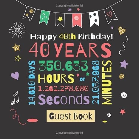Happy 40th Birthday - Guest Book: Great for 40th Birthday Party Decorations, Keepsake Memory & Birthday Gifts for men and women - 40 Years - Decor ... pages for Wishes and Photos of Guests