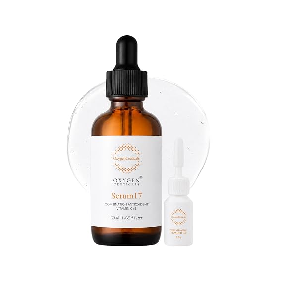 OxygenCeuticals Serum 17 Pure Vitamin C 17% + Vitamin E Antioxidant Brightening Serum, High Potency Formula for Dark Spots, Uneven Tone & Radiance Boost. 1.69 fl.oz (50ml)